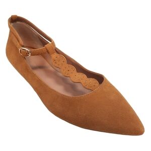 NWT Anthropologie Golden Mustard Regal T-Strap Pointed Toe Studded Flats Size 7